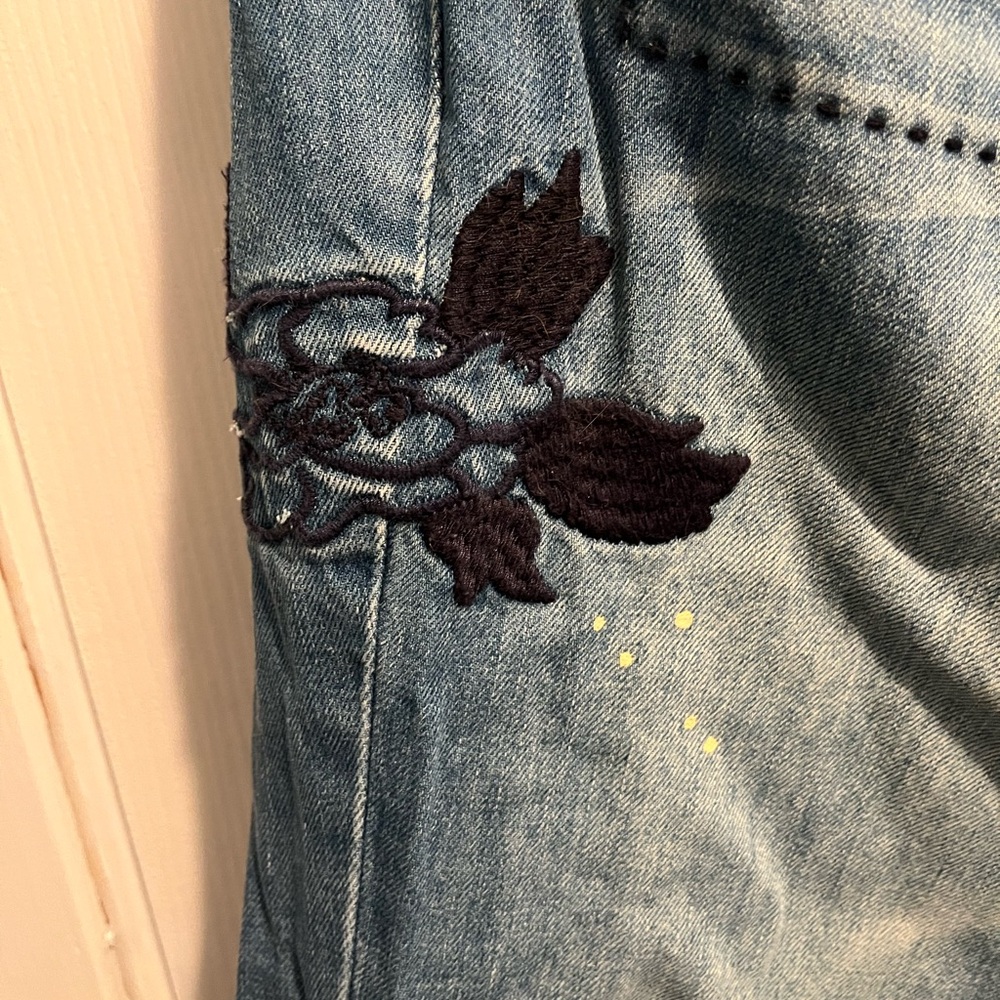 Vintage Eddie Bauer Distressed Patchwork Jeans Relaxed Boyfriend Back Buckle - Picture 9 of 14